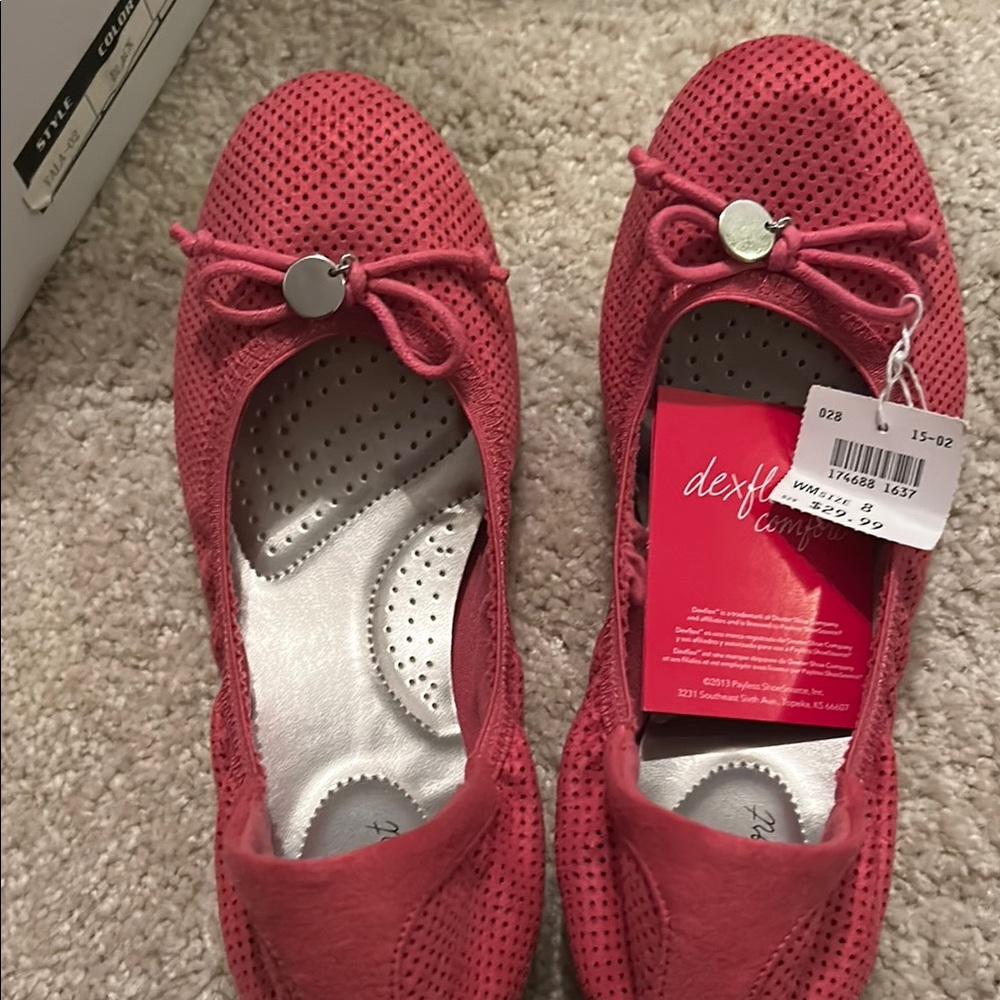 Dexflex Comfort Pink Flats with Mesh Texture and Bow